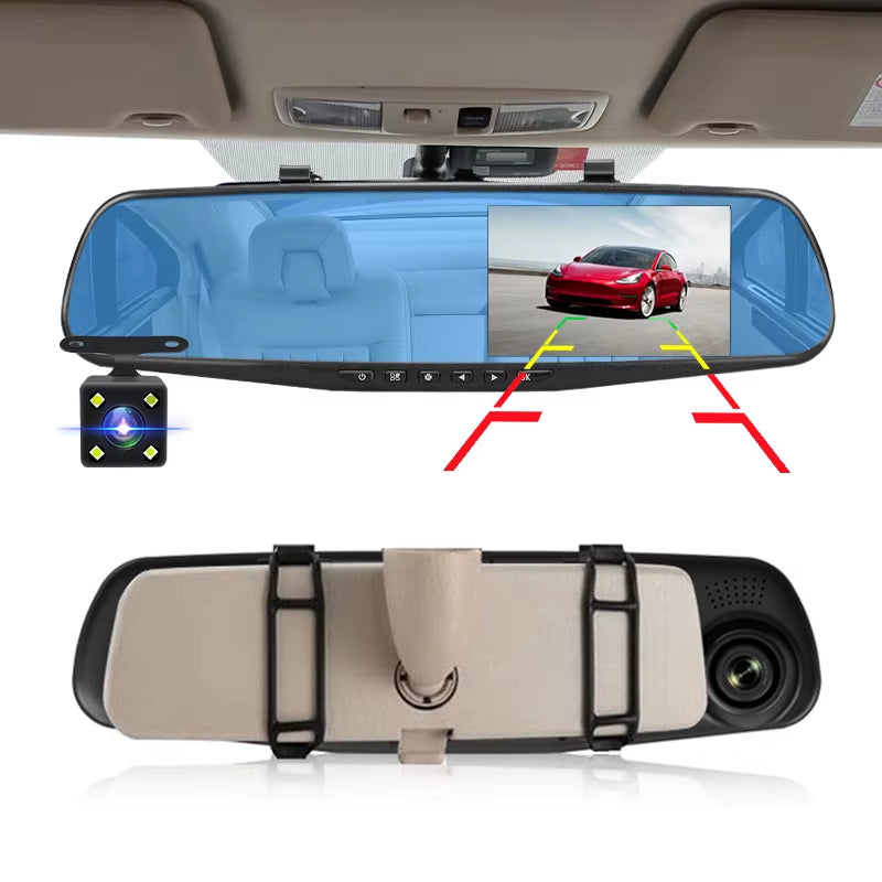 Dashcam Car Dvr 4.3 Inch Mirror FHD 1080P Camera Optional Dual Lens DVR Rearview Mirror Dash Camera Video Recorder Auto